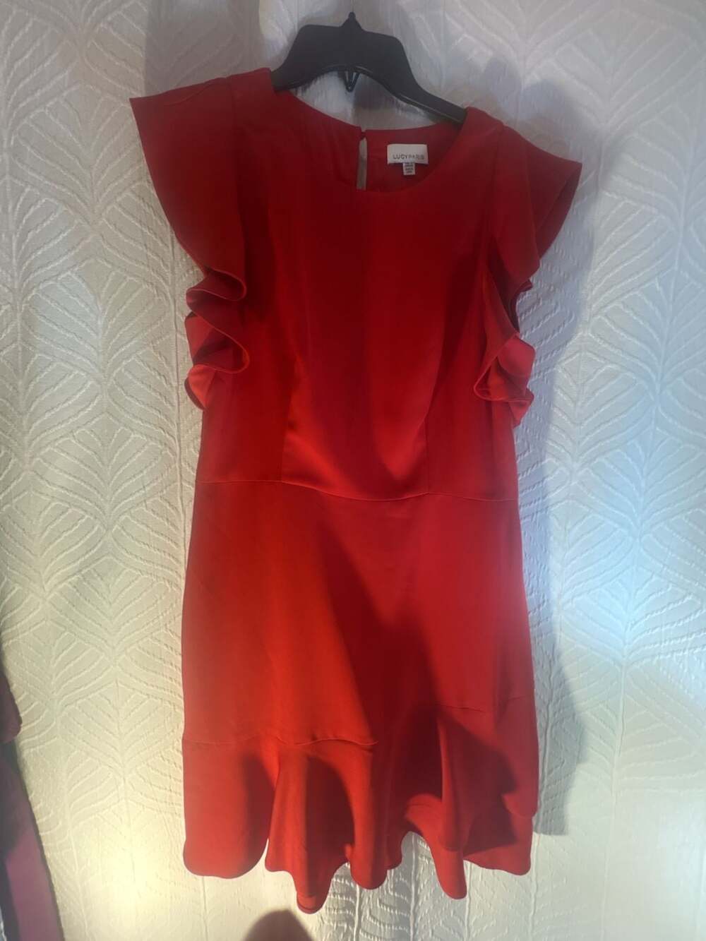Lucy Paris Red Flutter Sleeve Ruffle Hem Fit and Flare Mini Dress Size L